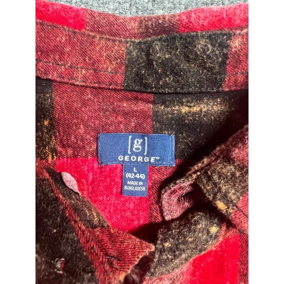 Iowa State Cyclones L Red Plaid Button-Up Flannel Shirt bleached cozy fall - Picture 4 of 7